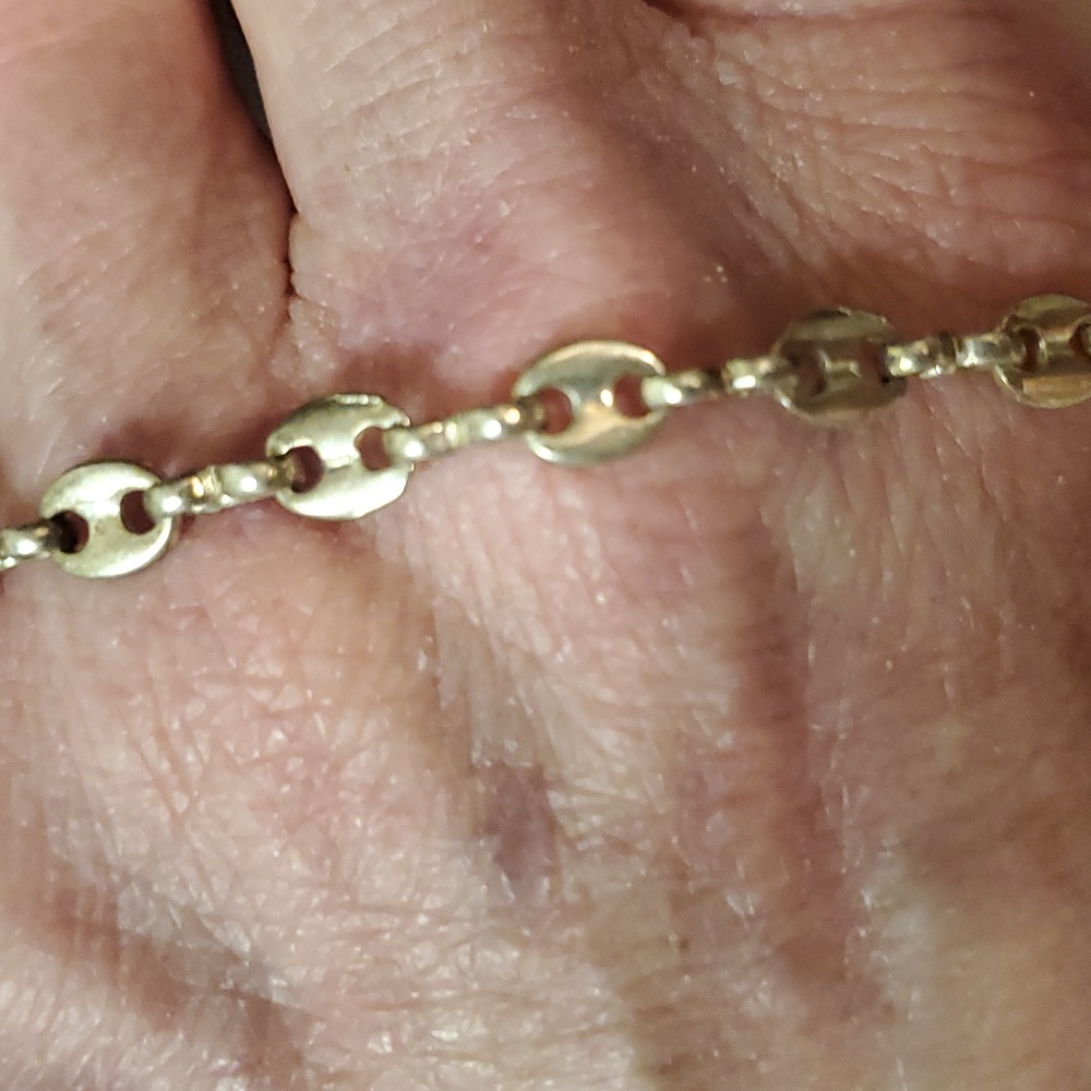 Vintage 90s Napier Gucci/Puffed Mariner Chain Link Minimalist Silver Bracelet 8"